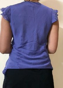 Purple Ruffled Cap-Sleeve Top