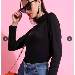 Chic Black Mesh Top