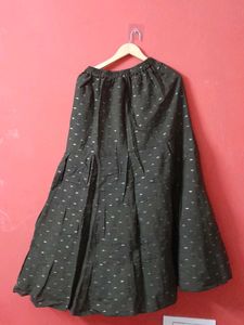 Dark Olive Green Elegant Ethnic Skirt