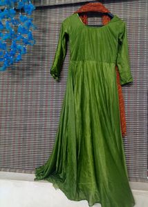 Personalized Heavy Flared Olive Green Anarkali