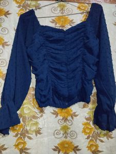 Neavy Blue Off Shoulder Crop Top