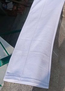 White Textured Casual Pants