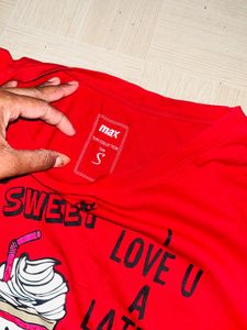 Red &#39;Latte&#39; Graphic Dress