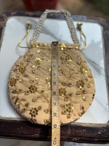 2 Stylish Handwork beaded potlis-Golden&amp;Red Color