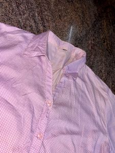 Pink Dotted Casual Shirt For Women