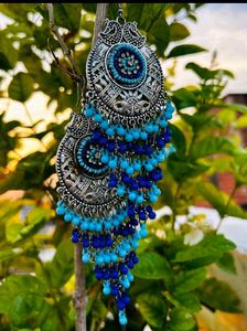 Stunning Blue Beaded Earrings