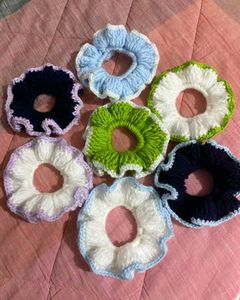 Crochet Hair Scrunchies Pack Of 7