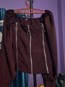 Burgundy Zipper Top