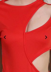 Red Cutout Detail Top