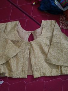 Gold Silk Blouse With Neck Buttons