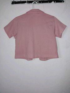 Textured pink cropped top