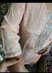 Peach Salwar Kameez Suit bandhej heavy sui