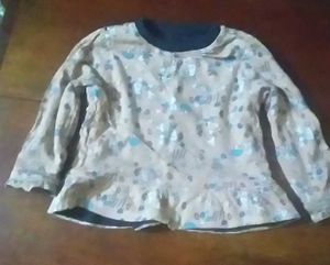 Deer Print Ruffle Hem Sweatshirt