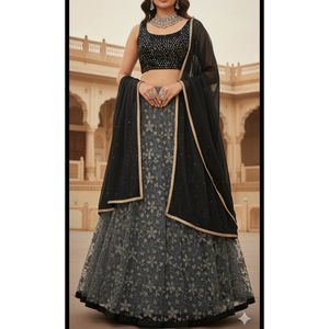 Sparkly Black lehnga
