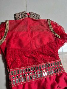 Red Embroidered Anarkali Dress