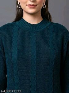 Teal Cable Knit Pullover Sweater