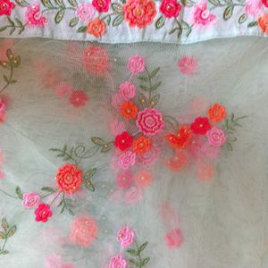 Floral Embroidered Net Saree