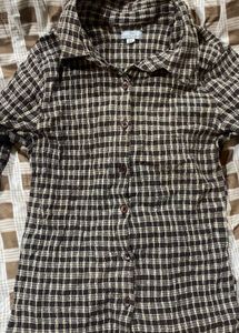 Vintage Plaid Button-Down Top