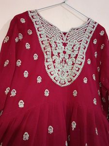 Red Sharar Set Without Dupatta