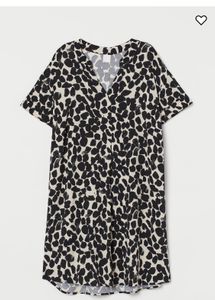 H&amp;M Animal Print V-Neck Mini Dress