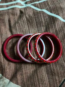 Red &amp; Gold Bangle Set Size - 2/6