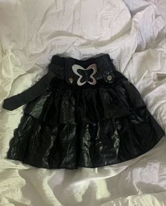 Tiered Black Mini Skirt