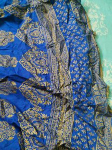 Blue &amp; Gold Print Anarkali