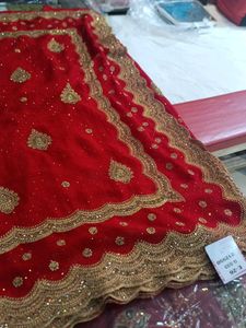 Red &amp; Gold Embellished Saree (Issue)