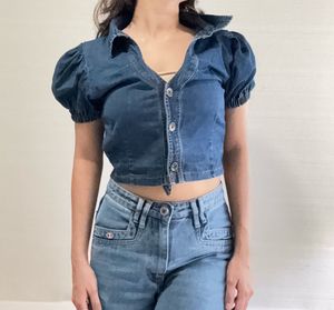 Denim Puff Sleeve Top
