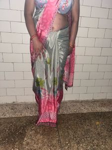 OMG crepe Elegant Pink Saree with blouse