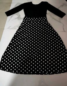 Chic Polka Dot A-Line Midi Dress