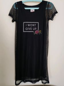 Black Round neck T-shirt Dress