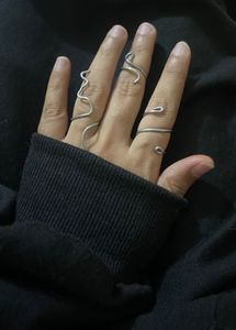 Y2k Silver Ring Set