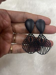 Black Art Deco Dangle Earrings