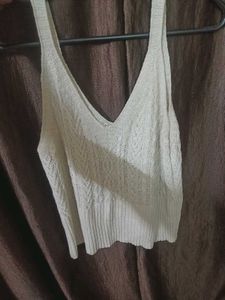 White Crochet Strappy Tank