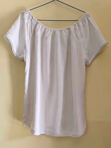 White Rayon Off-shoulder Top