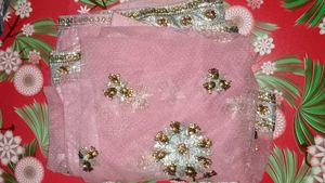 Pink Net Saree
