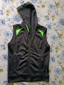 Sleeveless Hoodie - Black & Green