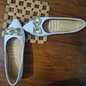 White Pointed Toe Ballerinas