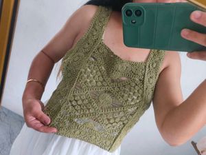Olive Green Crochet Tank Top