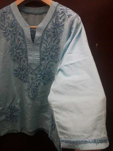 Embroidered Light Blue Kurti