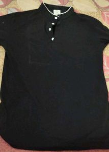 Stylish Black Mandarin Collar Shirt