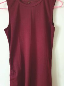 Burgundy Ruched Dress