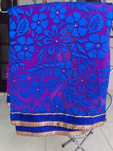Stylish Net Saree In Multi Colour