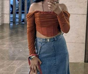 Chic Brown Off-Shoulder Top