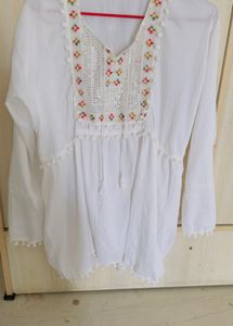 White Pom-Pom Top