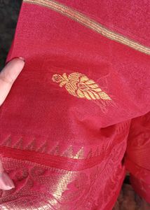 Red &amp; White Handloom (Cotton) Saree❤️