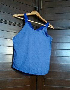 WBX Women Dri Fit Cross Back Blue Tank Top