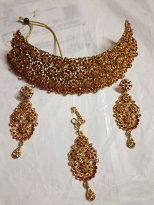 Red &amp; Gold Floral Choker
