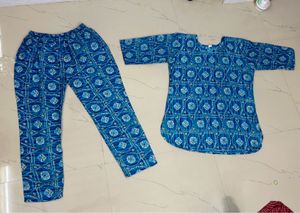 Blue Printed Kurti Set🦋🦋